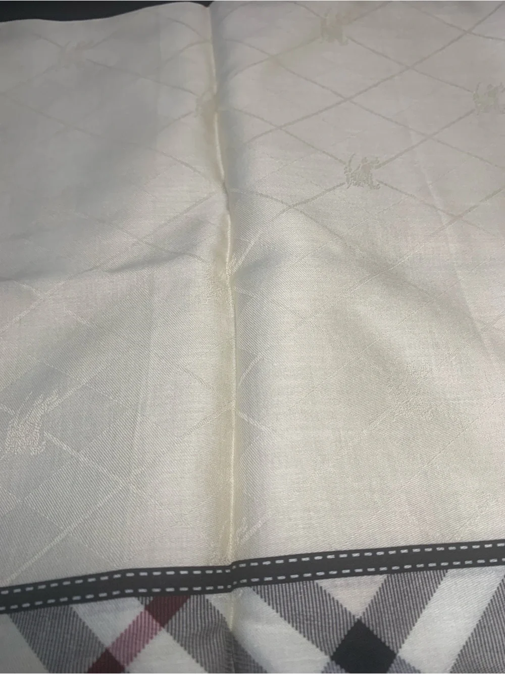 Burberry Plaid Handkerchief in Cream, Black & Red